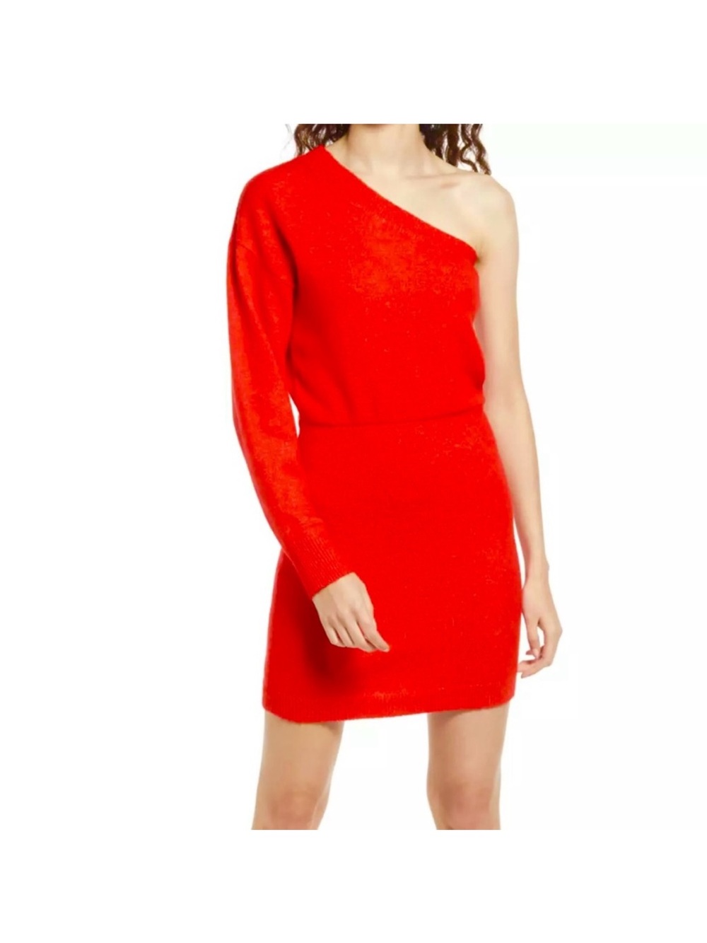 Open Edit Nordstrom Red One Shoulder
Sweater Mini Dress Size L NWT!